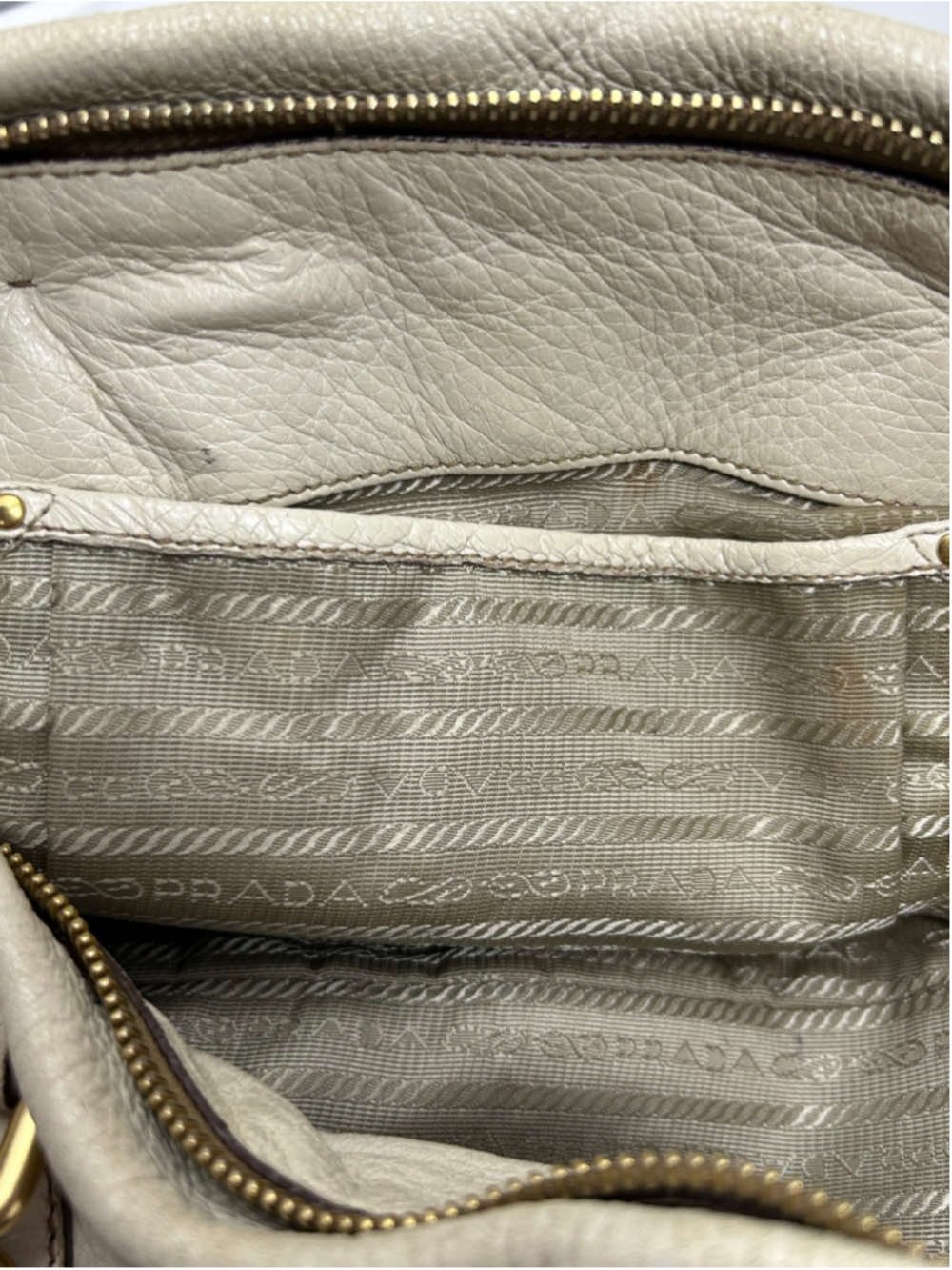 Prada Cervo Antik Leather Satchel Ivory Talco Crossbody Shoulder Bag - Picture 16 of 16